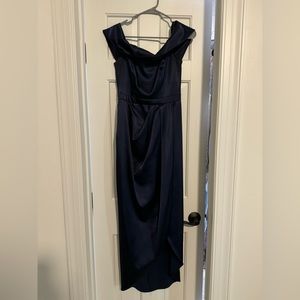 Silky long blue dress